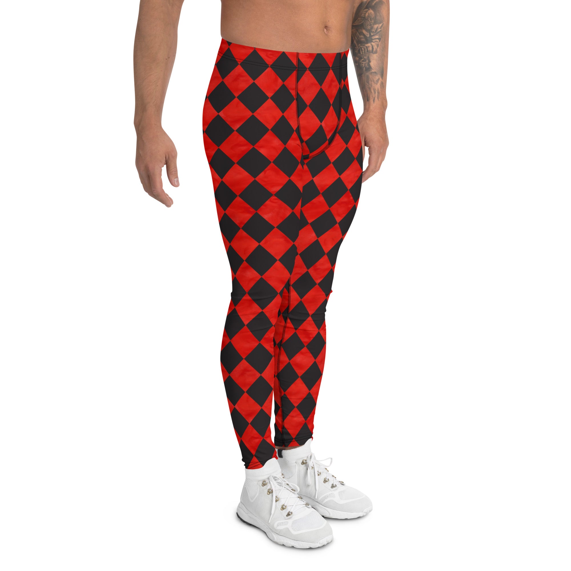 Checkered Print Leggings for Men